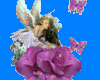 purple flower with angel