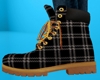 Black Work Boots Plaid F