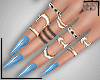 BLUE NAILS+TATTOO +RINGS