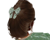 brown hair green bow
