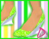 ~D green wedge heels