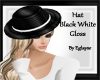 hat black white gloss