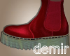 [D] Canvas red boots