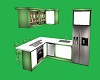 green and white kitchen