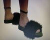 Fur Slippers Mesh Socks
