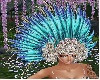 teal feathers headress