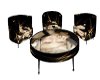 gld & blk table chairs