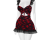 Red Black lace frill