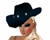 Teal and black hat