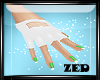 Gloves White Green nails