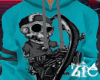 Skull Biker Hoodie Teal