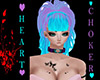 Heart Choker cyan & lila
