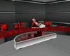 [R]Red semiround sofa