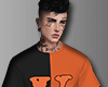 V| orange x black shirt