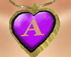 "A"_Necklace Gold Purple