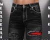 Ripped BlkRed Jeans