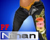 N] Black Jeans Flower PF