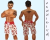 Mens Red Aloha Shorts