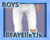 Kids White Cropped Jeans