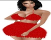 Fur Glitter Red Dress