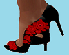 Black w Red Roses Pumps