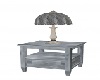 grey end table w/lamp
