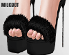 Fluffy Black Heels