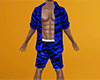 Blue Tiger Stripe PJs Full Short (M)