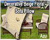 Beige Floral Sofa Pillow