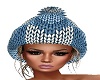 blue and white knit hat