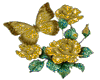 gold butterfly and roses