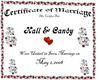 hall&candy wedding cert