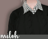 [M]Blouse+knit-black
