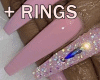 !! Pink Nails + Rings