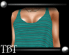 T~ TealStripe Frill Top