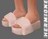 Fur beige slippers