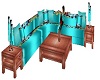 teal blue rose couch