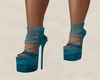 Teal Ribbed strappy heel