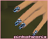 Glittery Blue Zebra Nails