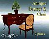 Antq Dresser w/Chair Brn