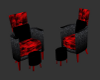red black chair set
