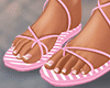 梅 stripes sandal pink