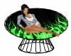 green flamed chair