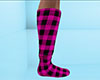 Pink Socks Plaid Tall M