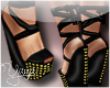 Stud Gold Blk tied Wedge