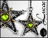 Green Pentagram Earrings