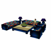 Blue abstract couch set
