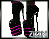 Latex Pink N Black Heels