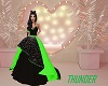 neon green blk ball gown