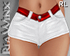 White Red Belt Shorts